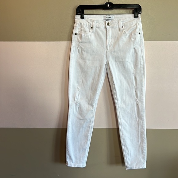 Pistola High Rise Distressed White Skinny Jeans 27 - Picture 2 of 10